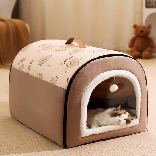 cabane chat brune confortable