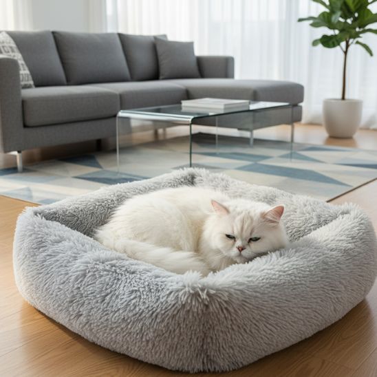 coussin-pour-chats-gris-clair-apaisant