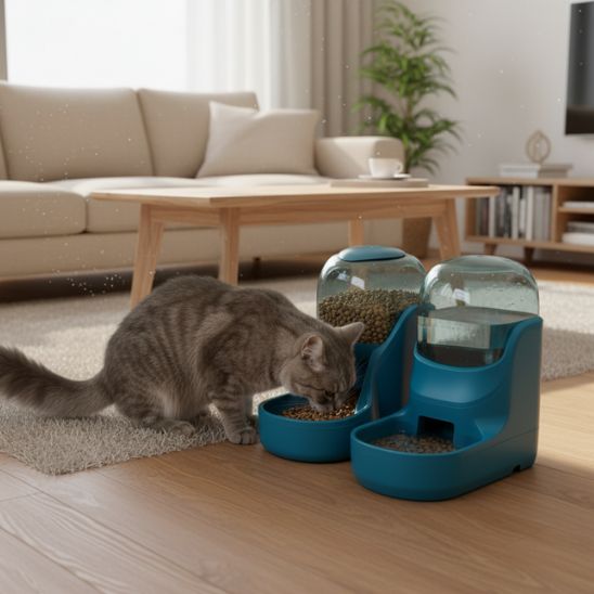 disitributeur-nourriture-chat-ensemble-vert