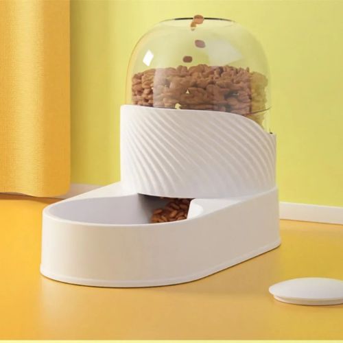 distributeur croquettes chat blanc - Happy minet