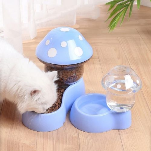 distributeur de croquettes et eau champignon - Happy minet