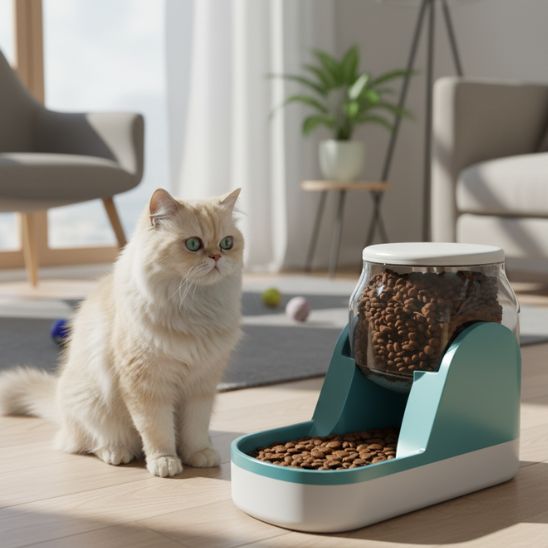 distributeur nourriture croquettes bleu