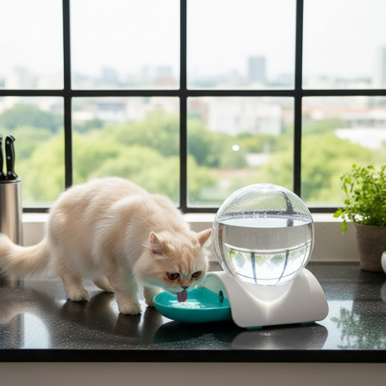 fontaine-à-chat-blanc-vert