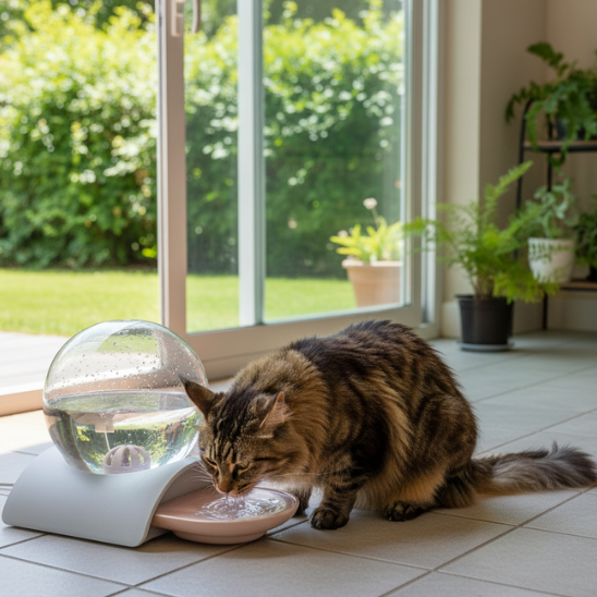fontaine-à-chat-gris-rose