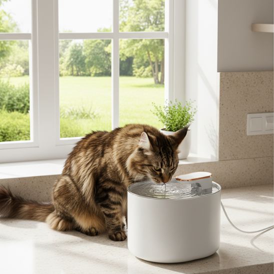 ontaine-a-eau-pour-chat-blanche-moderne