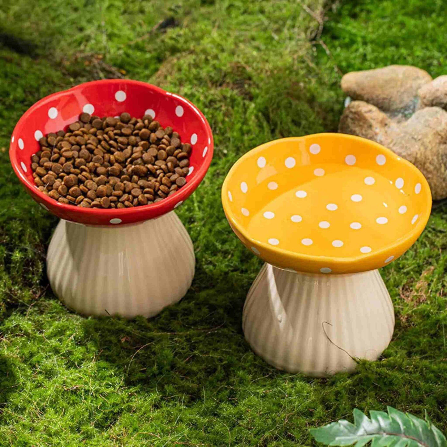 gamelle-chat-surélevée-céramique-champignon