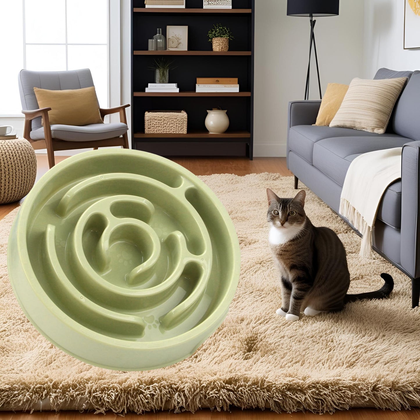 gamelle-pour-chat-anti-glouton-verte