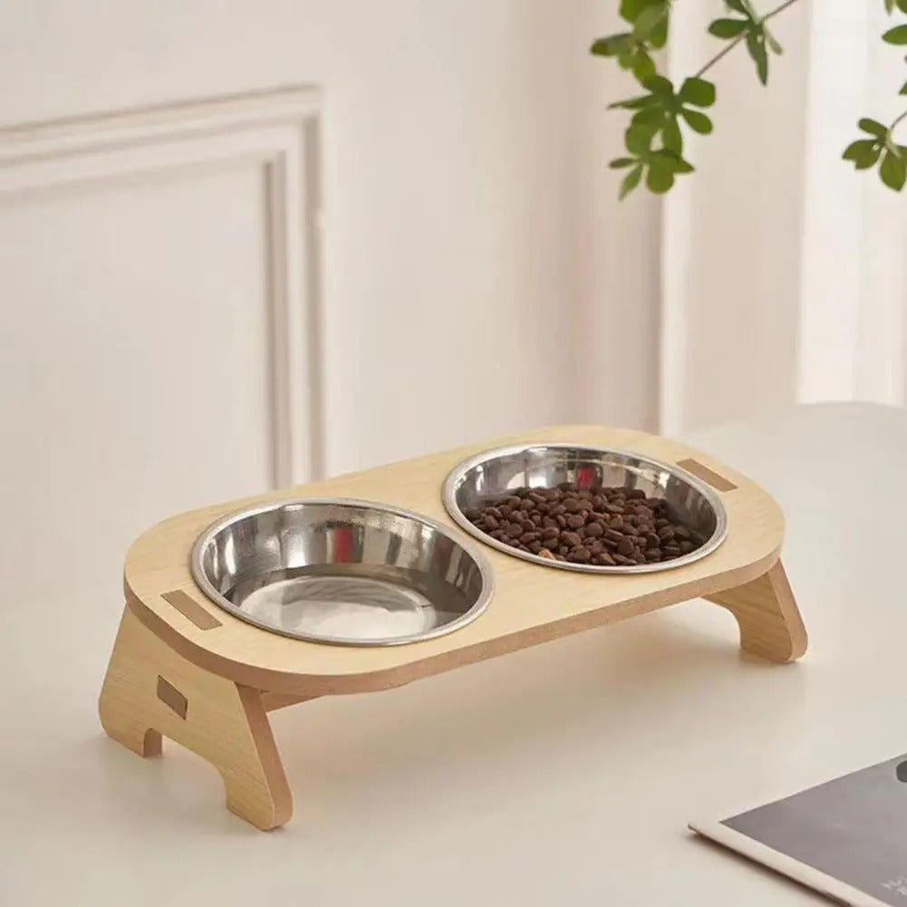 gamelle-surélevée-chat-bois-inox