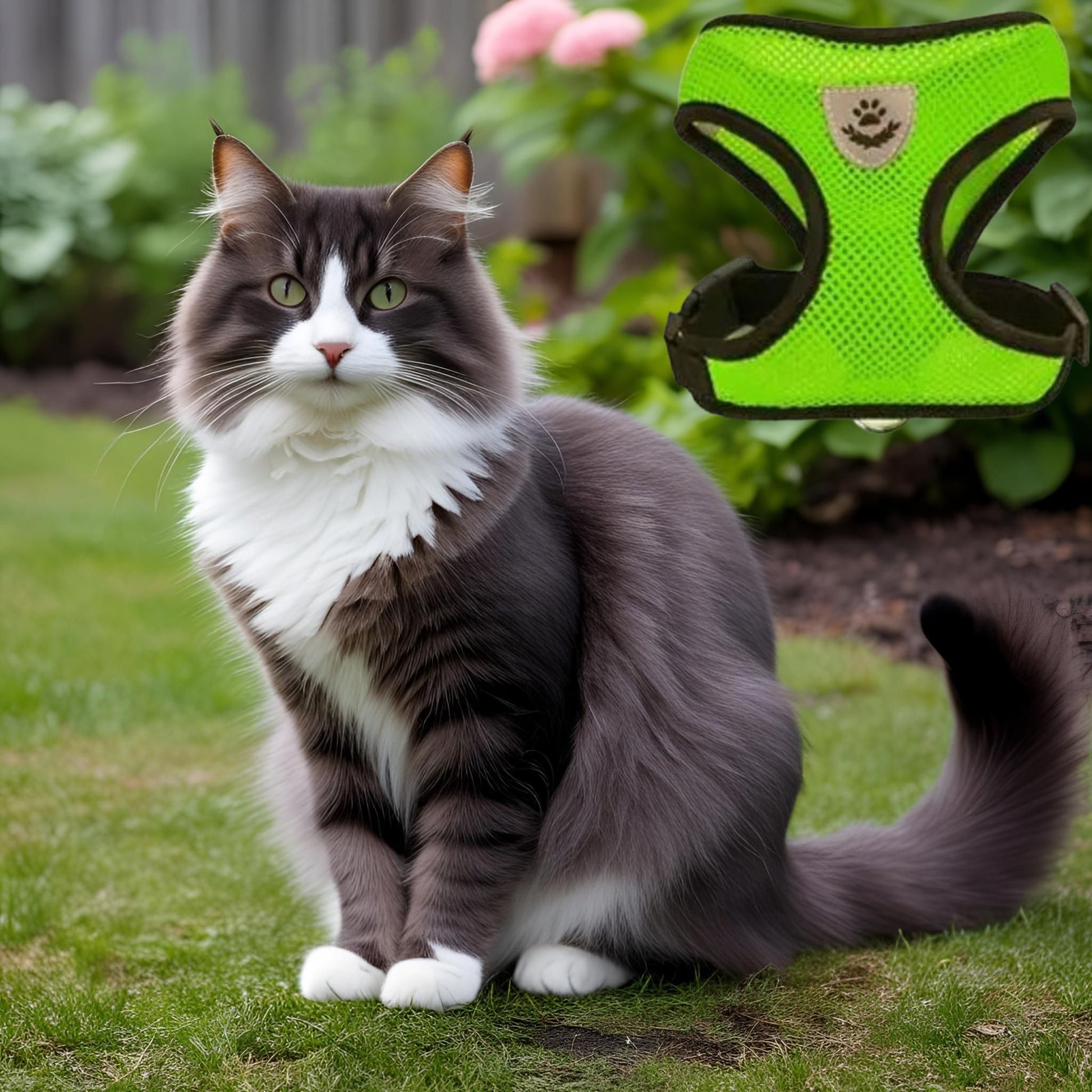 harnais-chat-vert-élastique