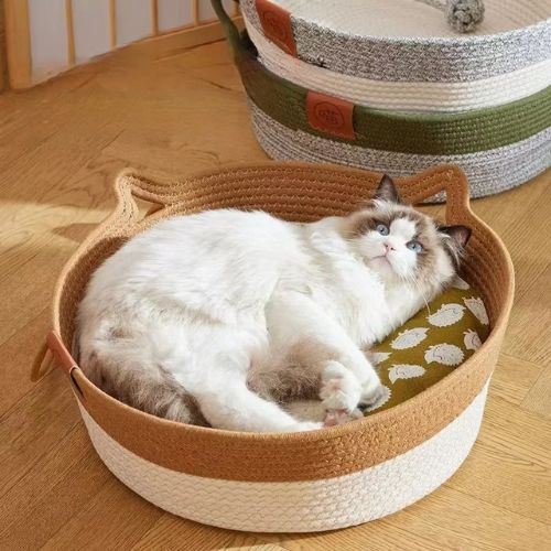 panier chat osier oreilles - Happy minet