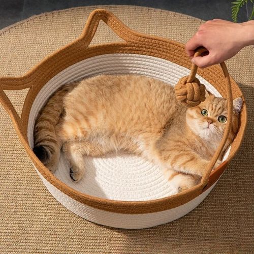 panier chat osier oreilles - Happy minet