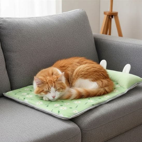 tapis-rafraichissant-chat-confortable-vert