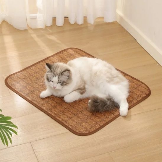 Tapis rafraichissant chat rotin