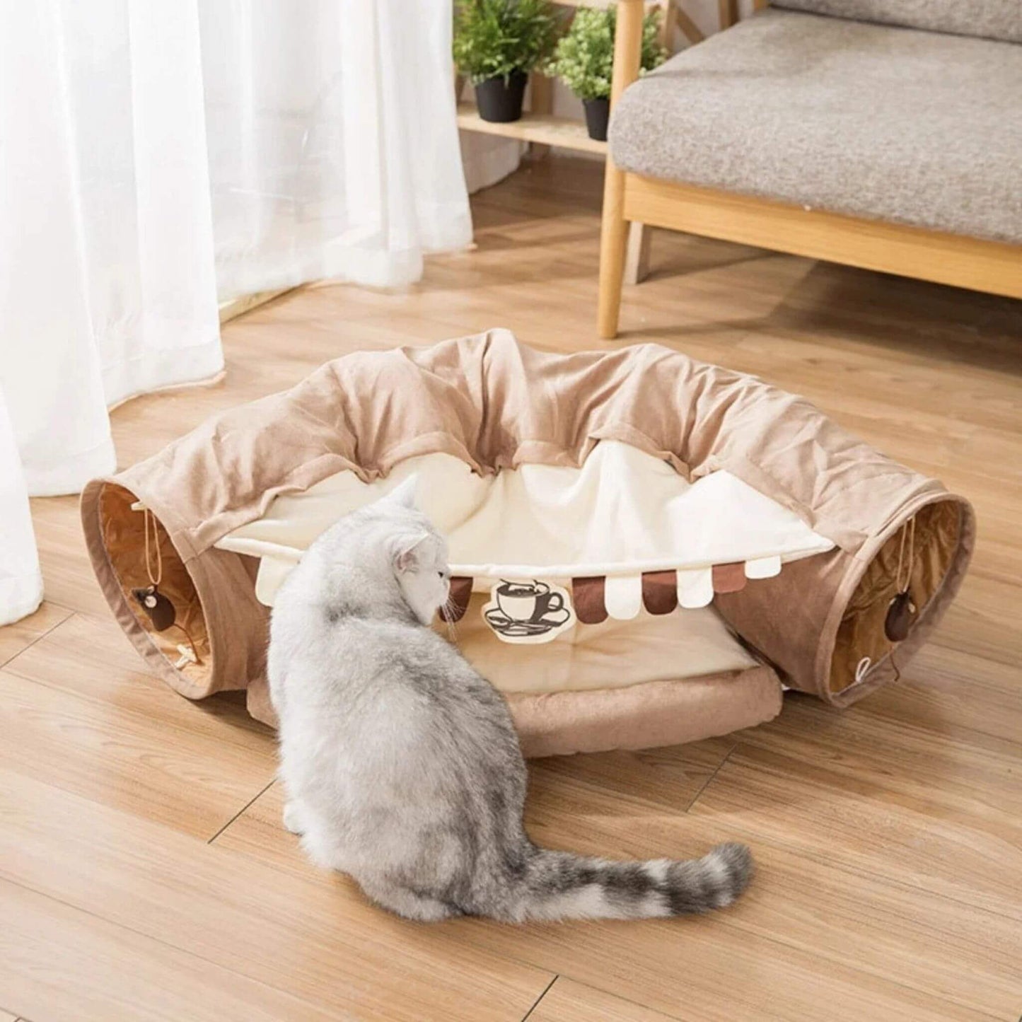 tunnel-pour-chat-spacieux-café