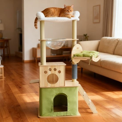 Arbre à chat bois naturel solide
