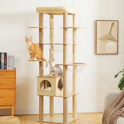 arbre a chat en bois beige