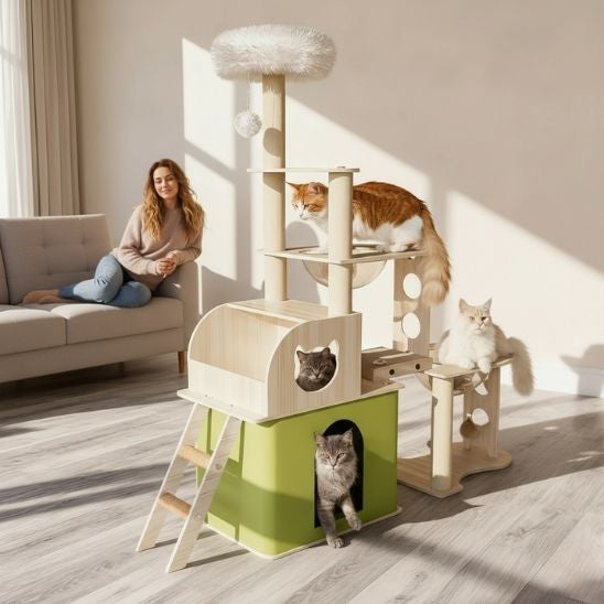 arbre à chat en bois élégant