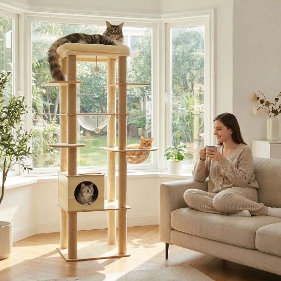arbre a chat en bois explorateur