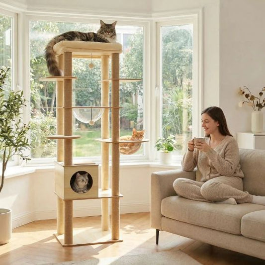 arbre a chat en bois explorateur