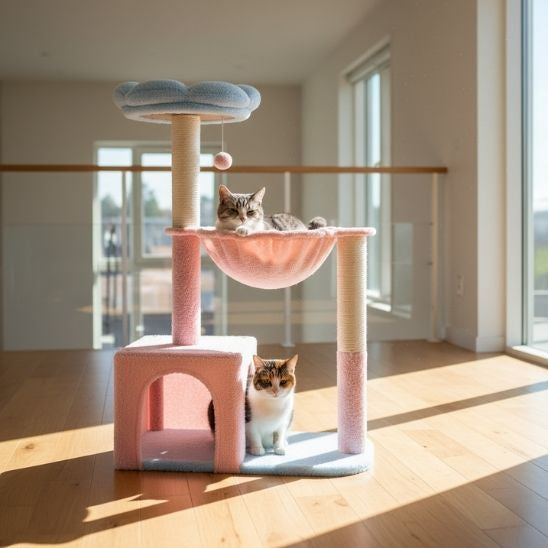 arbre a chat fleur bleu