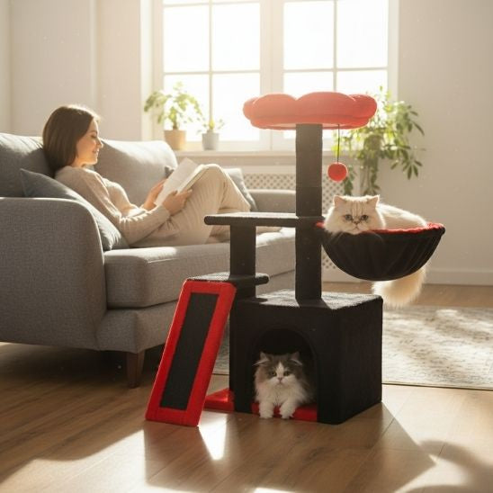 arbre a chat fleur noir