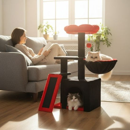 arbre a chat fleur noir