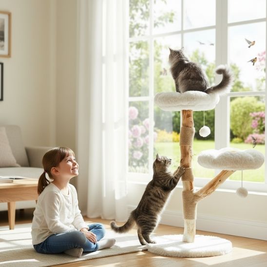 arbre a chat fleurs  moderne