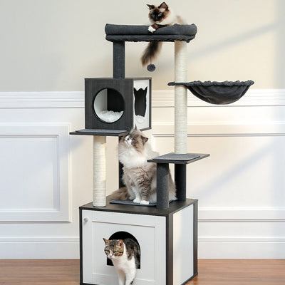 arbre à chat avec litière bois