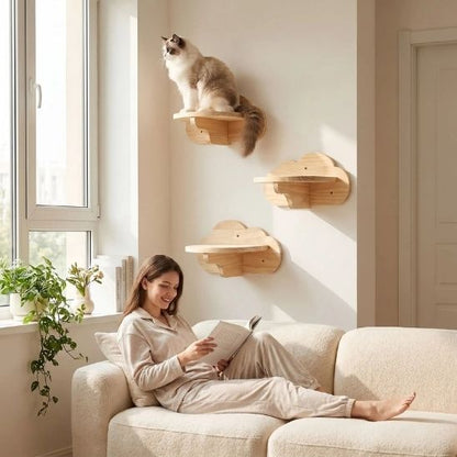 Arbre a chat nuage mural