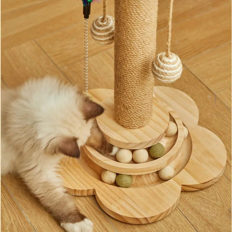 arbre a chats en bois amusant 