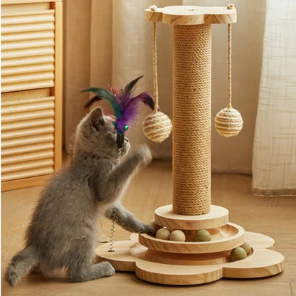 arbre a chats en bois anti griffes