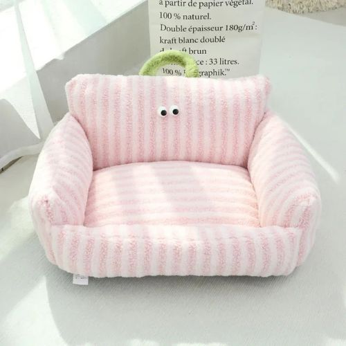 canape pour chat rose raye mobile