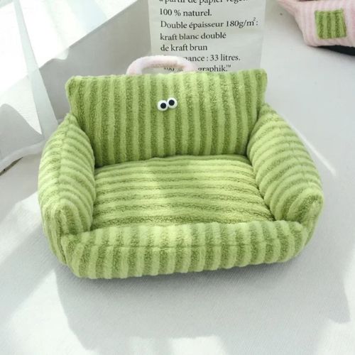 canape pour chat vert raye mobile