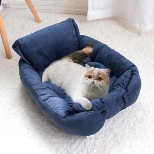 coussin pour chat bleu multifonction
