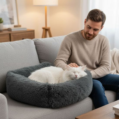 coussin-pour-chats-gris-foncé-apaisant