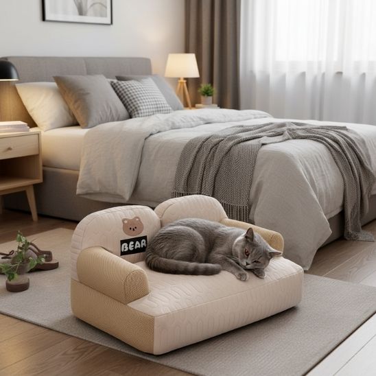 coussin-rafraichissant-chat-design-brun-clair