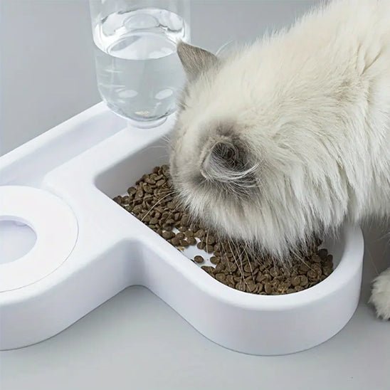 distributeur à croquette et eau angle bowl - Happy minet