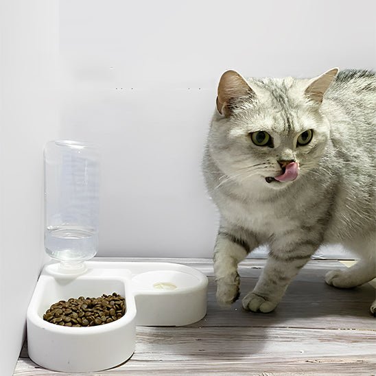 distributeur à croquette et eau angle bowl - Happy minet