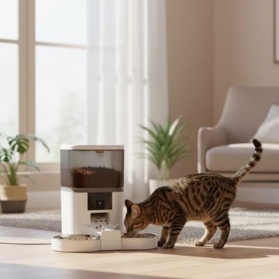 distributeur automatique de croquettes pour chat caméra