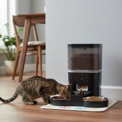 distributeur automatique de croquettes pour chat design