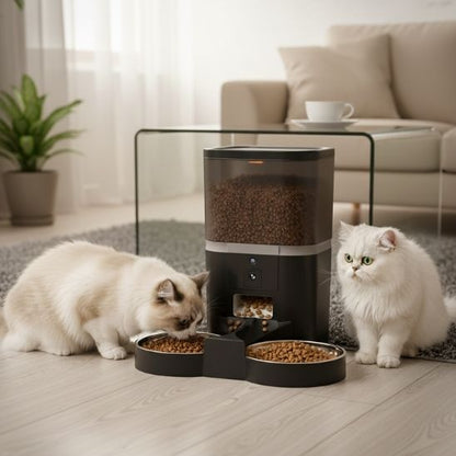 distributeur automatique de croquettes pour chat double