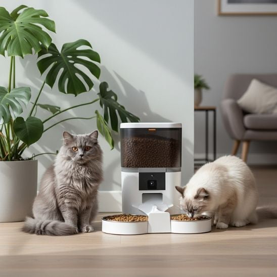 distributeur automatique de croquettes pour chat duo