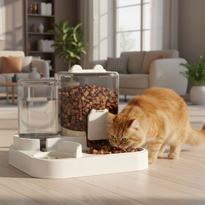 Distributeur croquette eau chat design