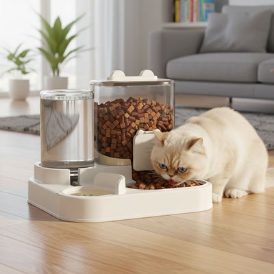 Distributeur croquette eau chat pratique