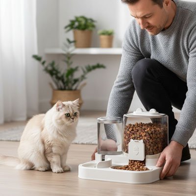 Distributeur croquette eau chat Station Alimentaire Complète
