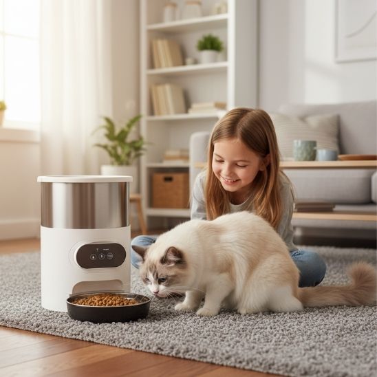 distributeur croquettes chat automatique design moderne