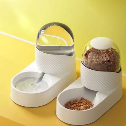distributeur croquettes chat blanc - Happy minet