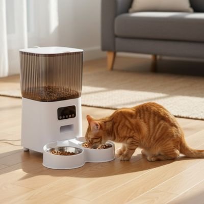 distributeur de croquettes pour chat automatique double