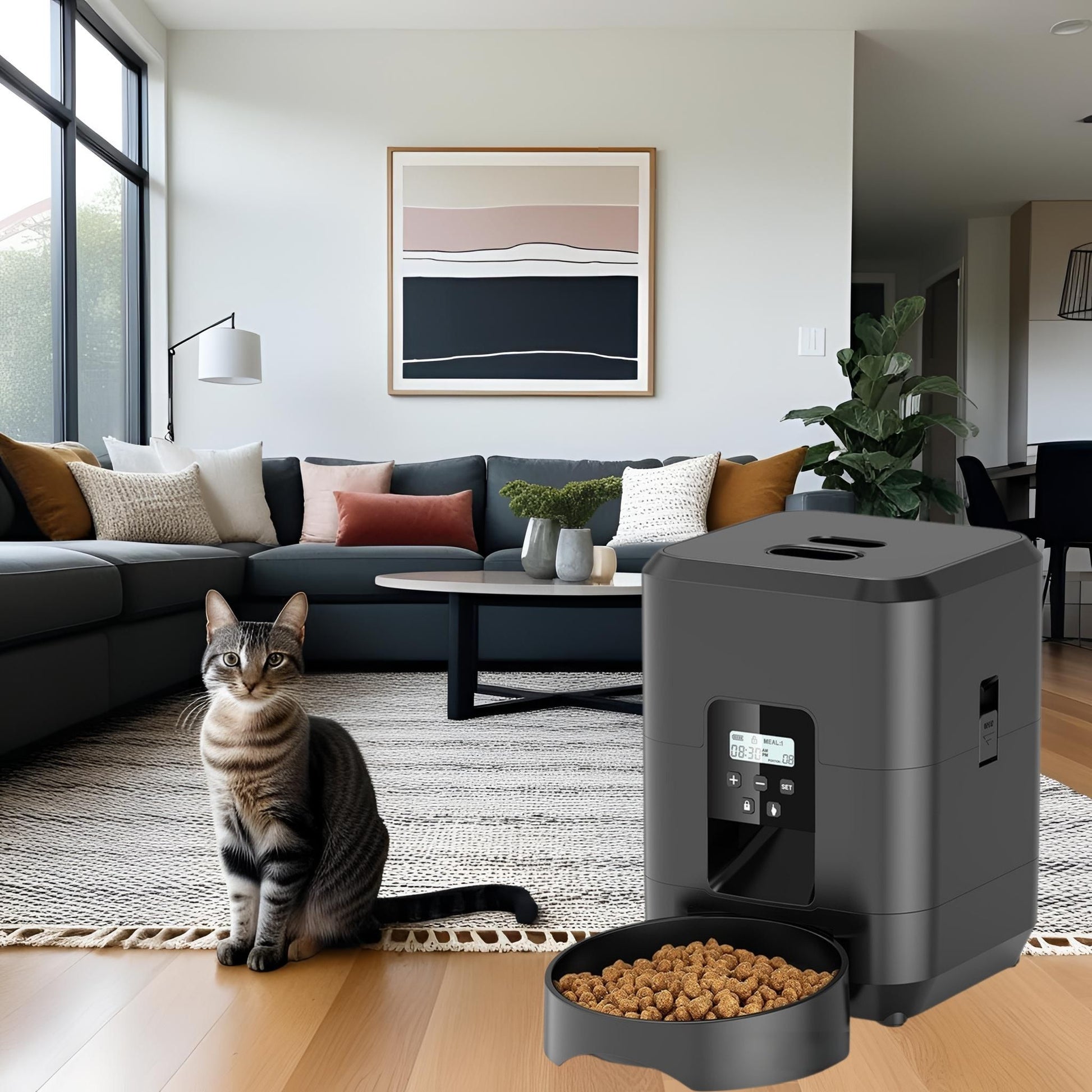 distributeur-de-croquettes-pour-chat-noir-bouton