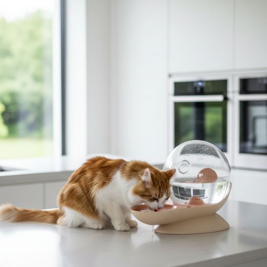 distributeur-eau-chat-brun-beige